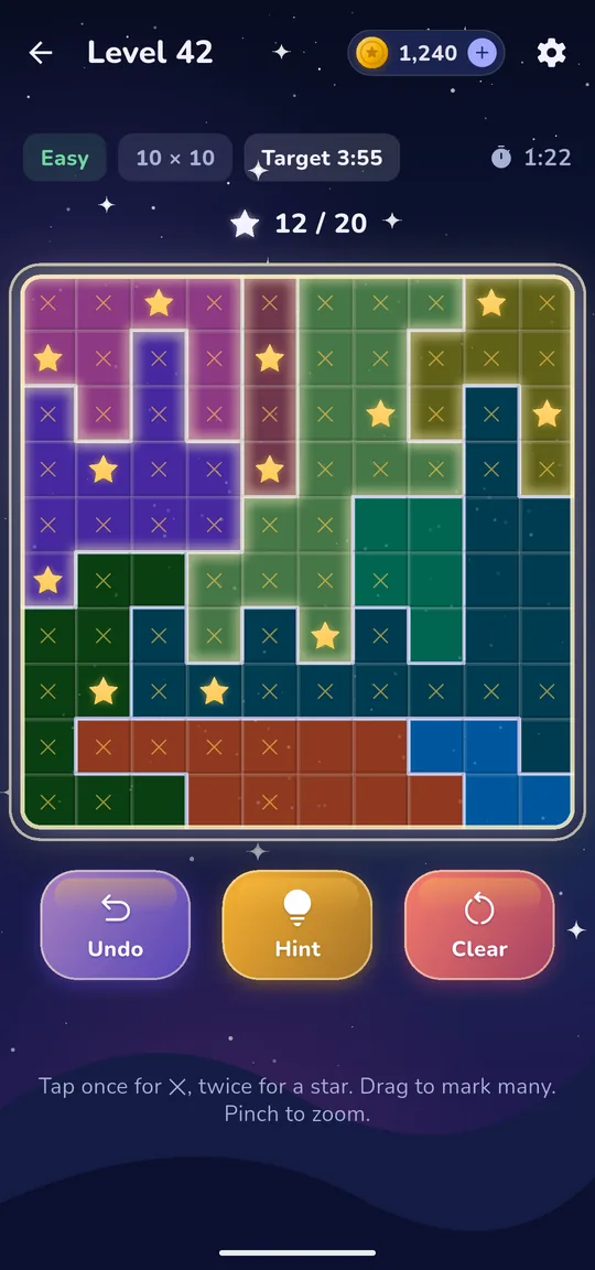 A board in progress in dark mode
